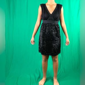 Max Studio Silk Chiffon and Fringe Cocktail Dress